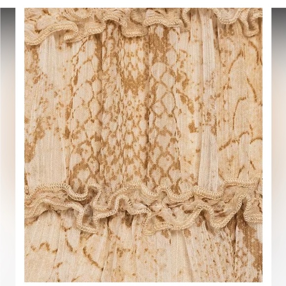 Gianni Bini Athena Snake Print Crinkled Chiffon Plunging A-Line Maxi Dress - Picture 4 of 16